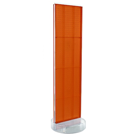 Azar Displays 2 Sided-Orange Pegboard Floor Display On A Revolving Round Studio Base 700780-ORG